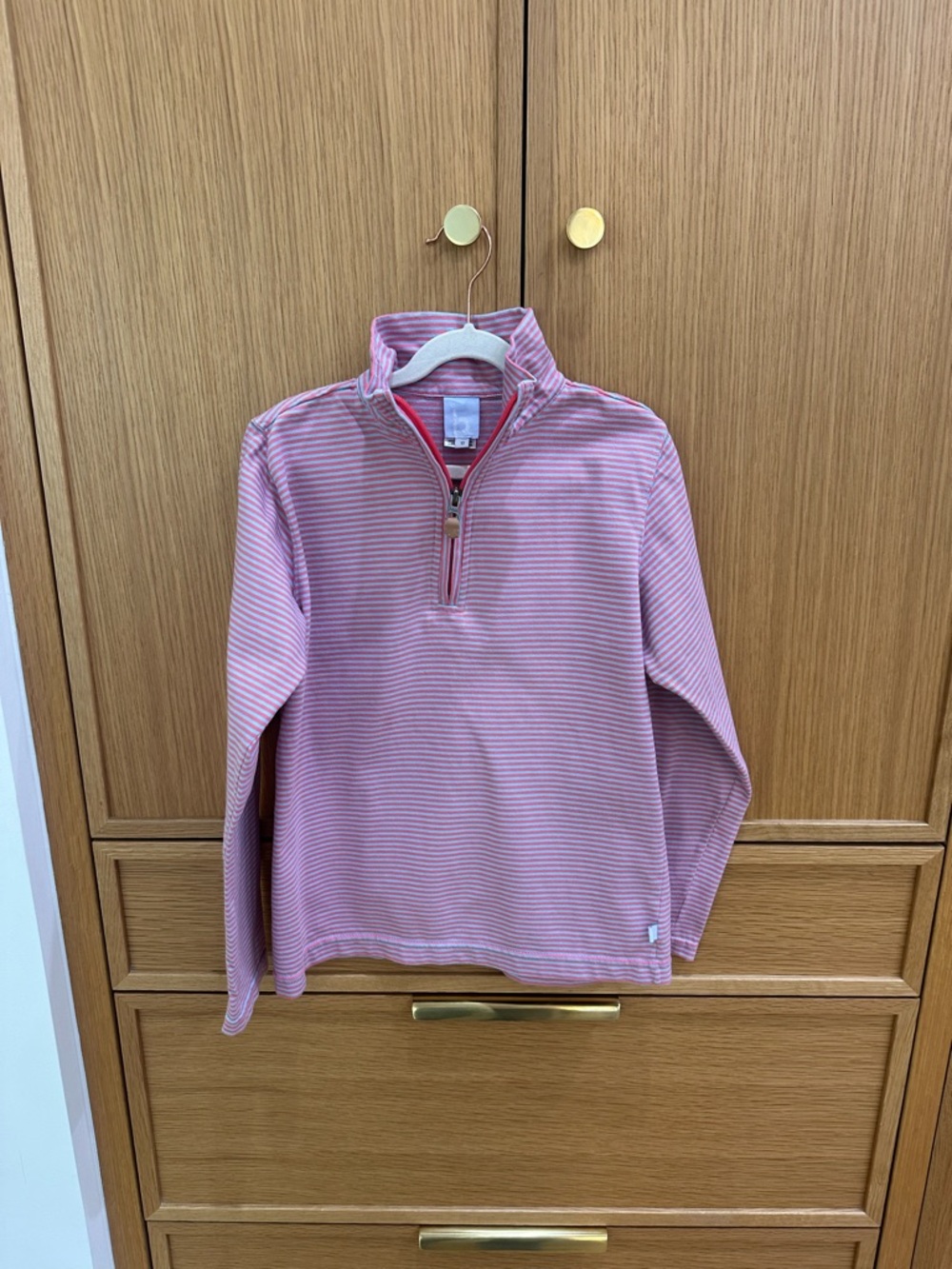 bella bliss Pink Striped Quarter-Zip Pullover, Size 10